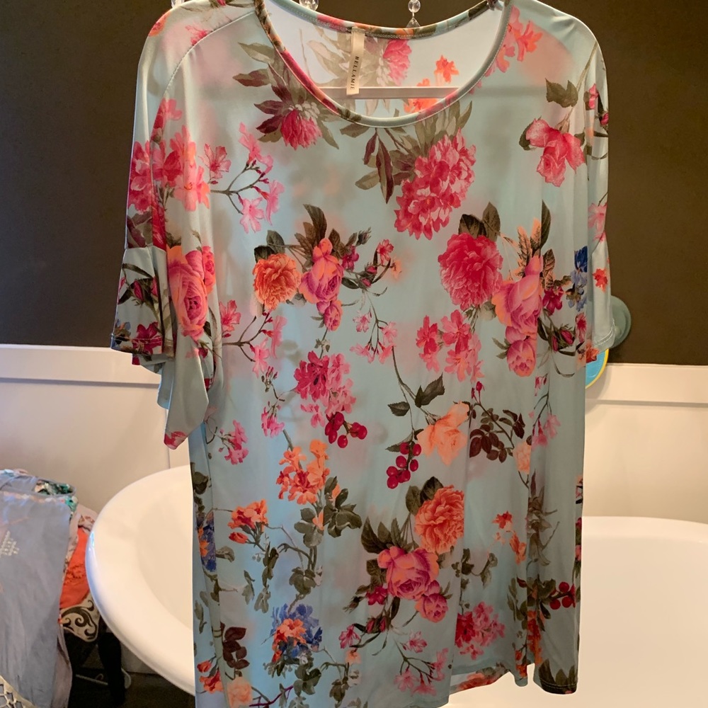 Bellamie Large Floral Mint Top
